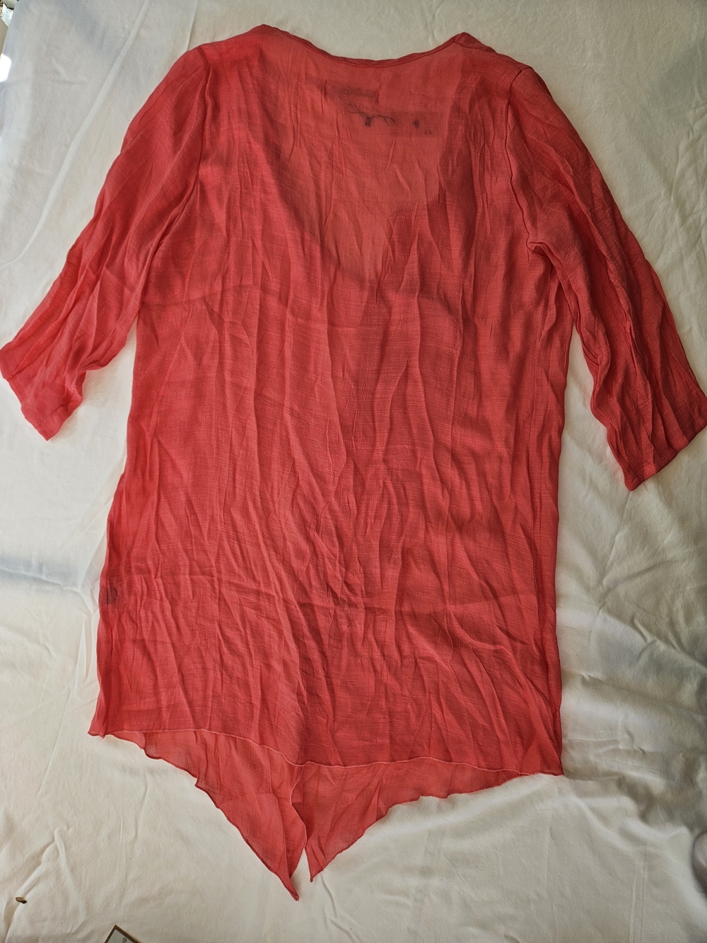 Cherie Bliss Sheer Flowy Coral Women's Swim Coverup Kimono Open Front NWT L/XL - Picture 8 of 9